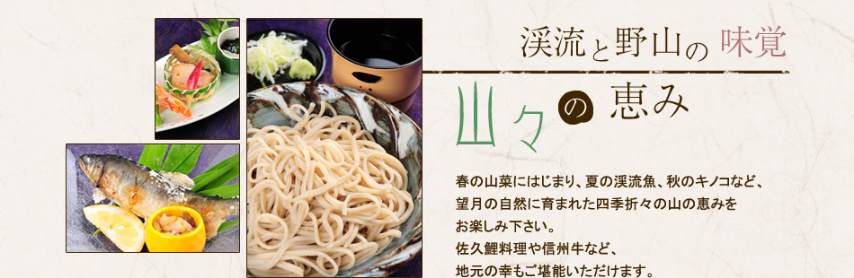 渓流と野山の味覚 山々の恵み
